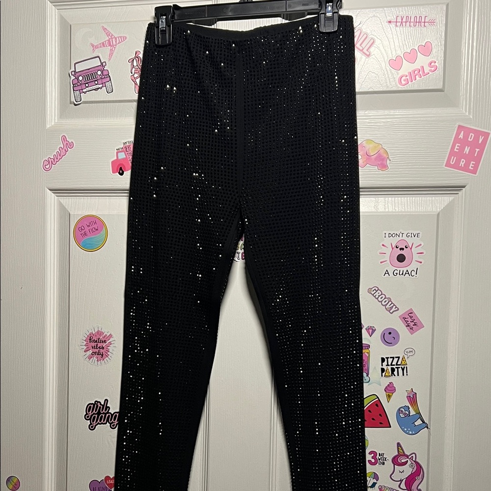 Black Rhinestone Leggings